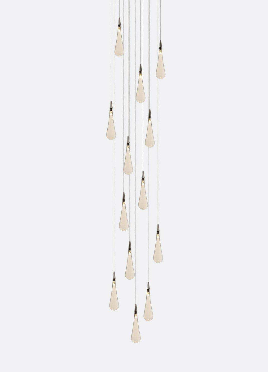 Bespoke & Unique Smooth Glass Blown Raindrop Multi-Pendant